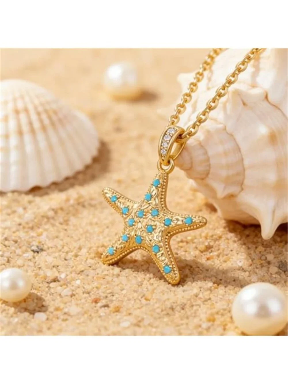Boho Gold Plated Starfish Necklace Beach Coastal